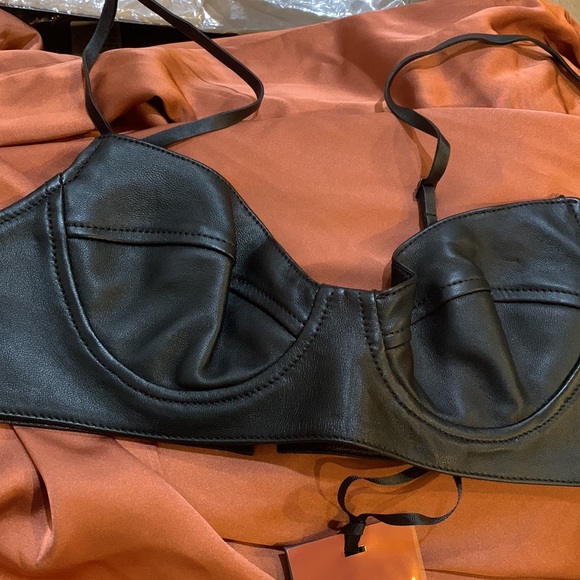 Dundas X REVOLVE Lou Leather Bralette in Black - Picture 6 of 6